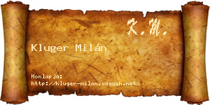 Kluger Milán névjegykártya